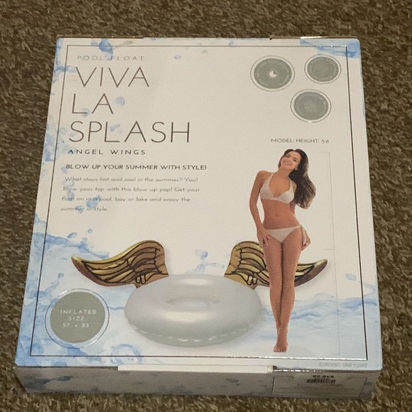 Viva La Splash Pool Float NIB Angel Wings Inflated Size 57”x23” Gold Wings - Picture 2 of 3